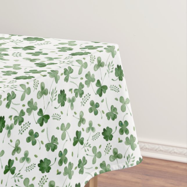 Soft Watercolor Shamrock Pattern Tablecloth (In Situ)