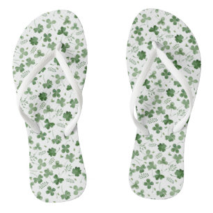 Soft Watercolor Shamrock Pattern Thongs