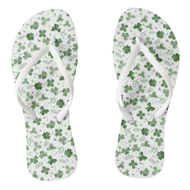 Soft Watercolor Shamrock Pattern Thongs (Footbed)