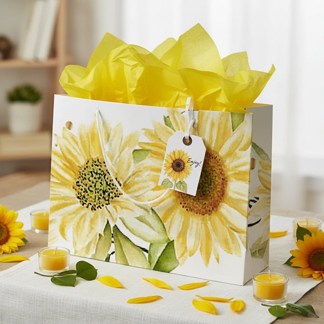 Soft watercolor sunflowers  large gift bag (Creator Uploaded)