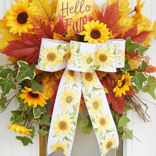 Soft watercolor sunflowers  satin ribbon