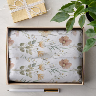 Soft Watercolor Wildflower Botanical Boho Pattern Tissue Paper