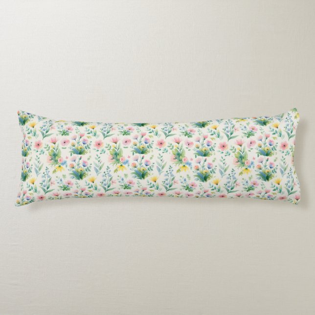 soft watercolor windflowers body cushion (Front)
