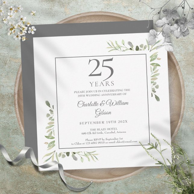 Soft Watercolour Greenery 25th Anniversary Invitation (Soft Watercolour Greenery 25th Anniversary Invitation)