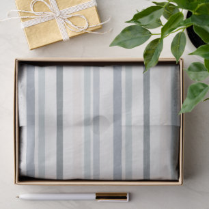 Soft Watercolour Vertical Stripe Pattern in Blue Tissue Paper