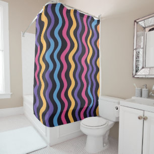 Soft waves colourful festive shower curtain