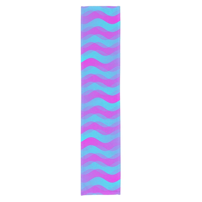 Soft Waves cyan pink + your ideas Short Table Runner (Front)