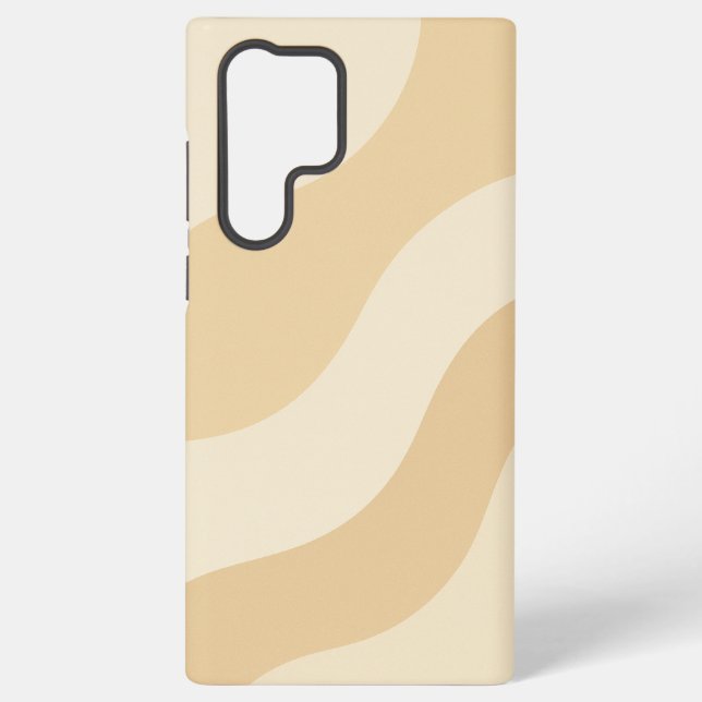 Soft Waves – Minimal Beige Abstract Pattern Samsung Galaxy S22 Ultra Case (Back)