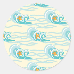Soft Waves Pattern Classic Round Sticker