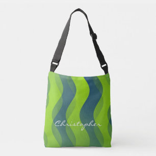 Soft Waves pattern - green blue + your ideas Crossbody Bag