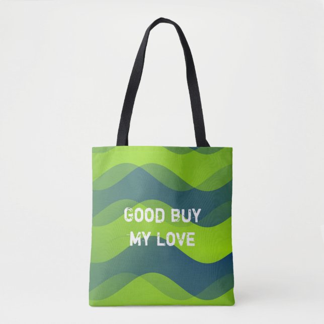 Soft Waves pattern - green blue + your ideas Tote Bag (Front)
