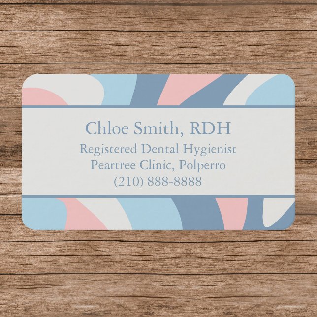 Soft Waves Pink Blue Gentle Flowing Abstract Lines Business Card (Creator Uploaded)