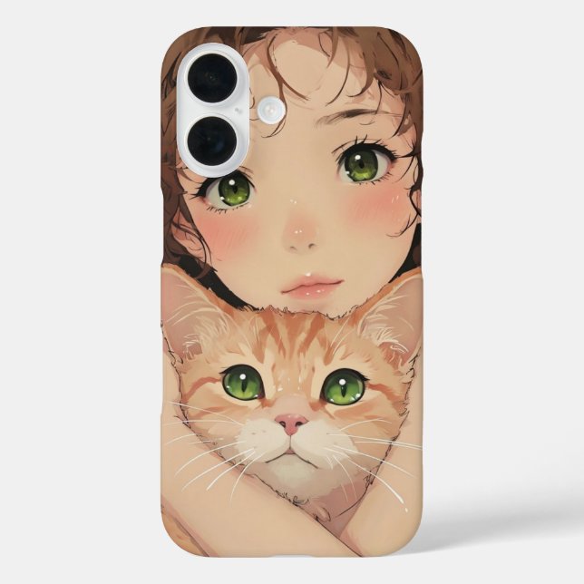 Soft Whispers – Cat & Girl Anime Art iPhone Case (Back)