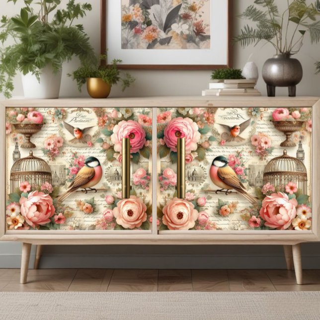 Soft Whispers of the Rose Finch Decoupage Print Tissue Paper (Creator Uploaded)