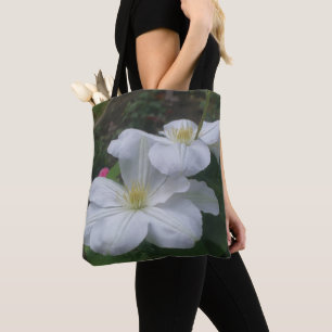 Soft White Clematis Flower Pair  Tote Bag