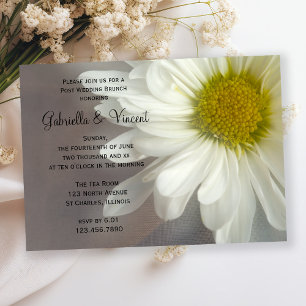Soft White Daisy on Grey Post Wedding Brunch Invitation