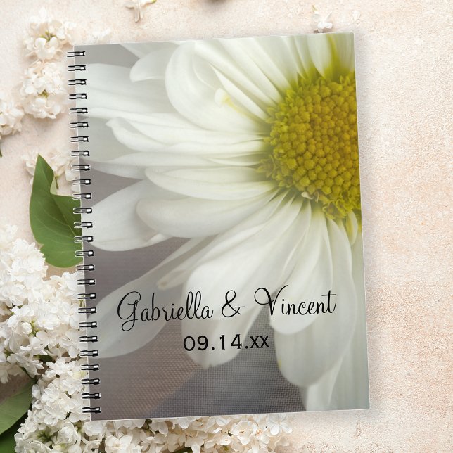 Soft White Daisy on Grey Wedding Notebook (Creator Uploaded)