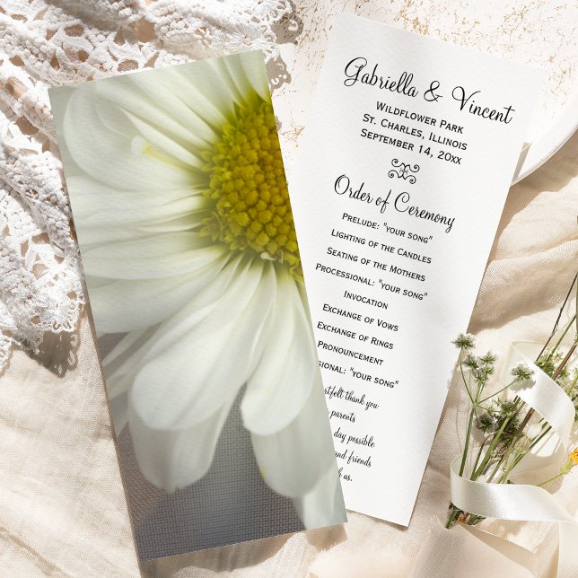 Soft White Daisy on Grey Wedding Programs (Creator Uploaded)