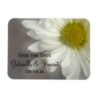 Soft White Daisy on Grey Wedding Save the Date