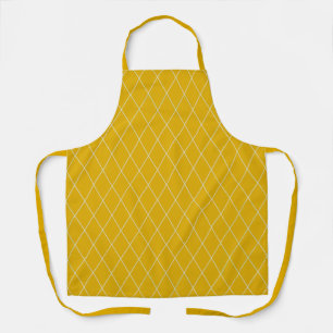 Soft White Diamond Pattern on Mustard Yellow Apron