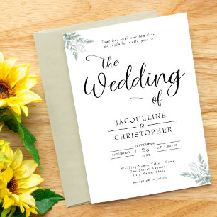 Soft White Eucalyptus Wedding Invitation