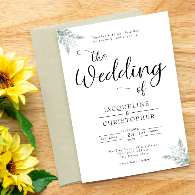 Soft White Eucalyptus Wedding Invitation (Creator Uploaded)