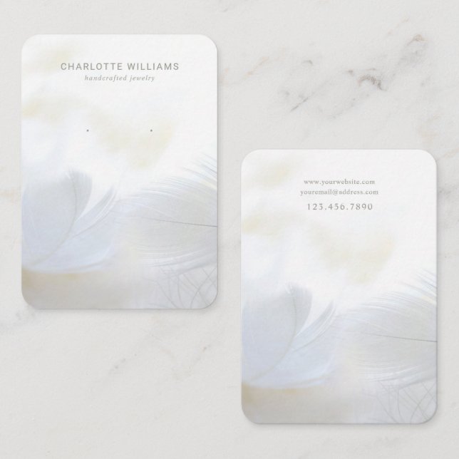 Soft White Feather Jewellery Display Card (Front/Back)