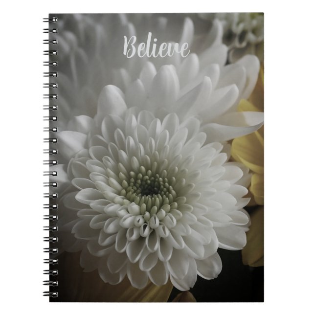 Soft White Floral Photo Spiral Notebook (Front)