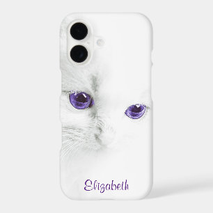 Soft White Kitten with Purple Eyes Personalised