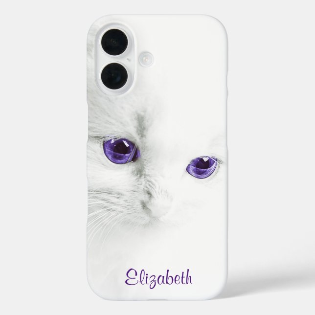 Soft White Kitten with Purple Eyes Personalised Case-Mate iPhone Case (Back)