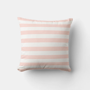 Soft White & Pastel Pink Lines Pattern Cushion