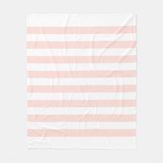 Soft White & Pastel Pink Lines Pattern Fleece Blanket
