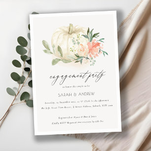 Soft White Pumpkin Blush Floral Engagement Invite