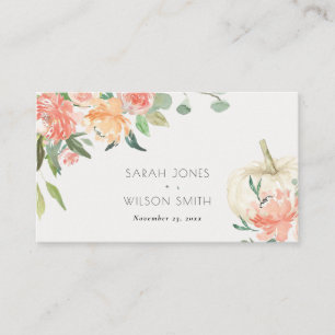 Soft White Pumpkin Blush Floral Wedding Place Car Place Card