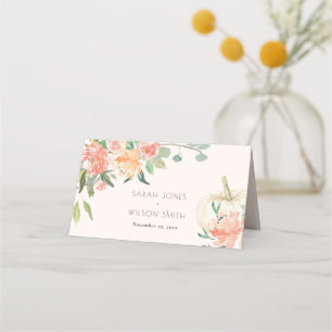 Soft White Pumpkin Blush Floral Wedding Place Card