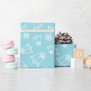Soft White Roses Wedding Party Light Blue Seamless Wrapping Paper