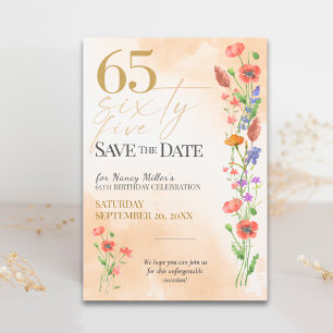 Soft Wildflower 65th Birthday Celebration Save The Date