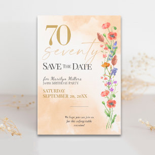 Soft Wildflower 70th Birthday Celebration Save The Date
