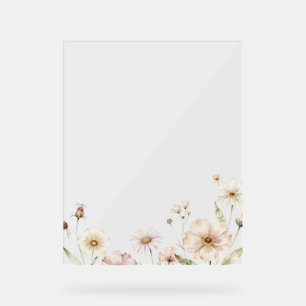 Soft Wildflower Border Watercolor Background Acrylic Sign