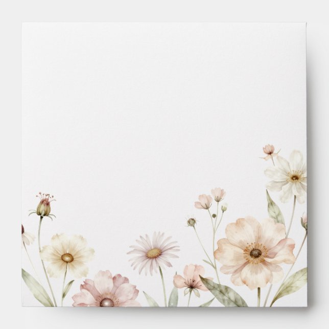 Soft Wildflower Border Watercolor Background Envelope (Front)