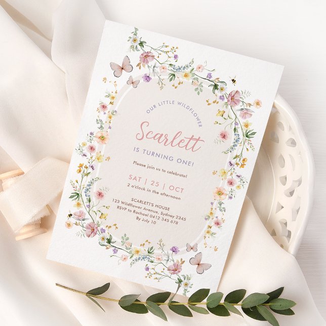 Soft Wildflower Butterfly Girl Birthday Party Invitation (Creator Uploaded)