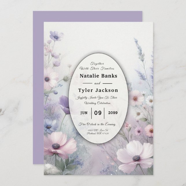 Soft Wildflower Meadow Daydreams Invitation (Front/Back)