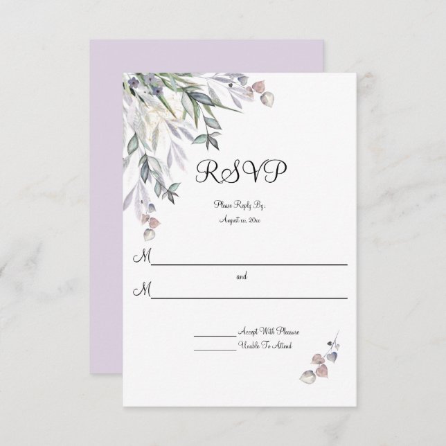 Soft Willows Lilac, Scottish Heather, Wedding  RSVP Card (Front/Back)