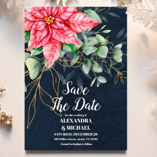 Soft Winter Berry Christmas Wedding  Save The Date
