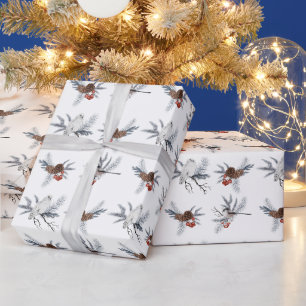 Soft winter birds wrapping paper