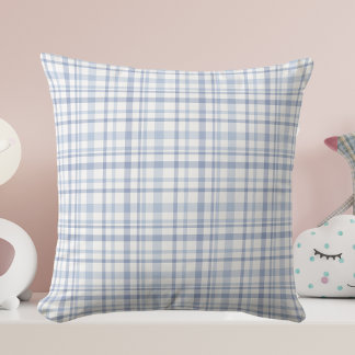 Soft Winter Blue Plaid Cushion