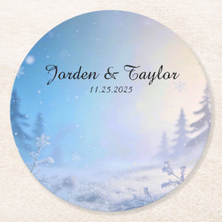 Soft Winter Daydream Wedding Coasters