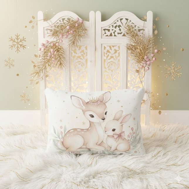 Soft Winter Dreams – MerryMist Girls | Deer & Bunn Decorative Cushion (Creator Uploaded)