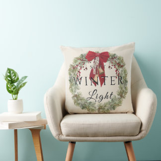 Soft Winter Light w/ Christmas Wreath Cushion