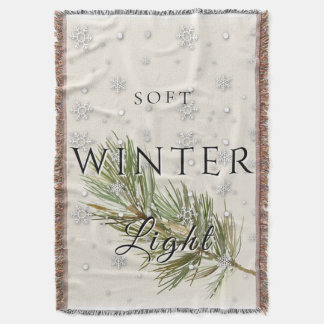 Soft Winter Light w/ Pine Branch and Snow Throw Blanket